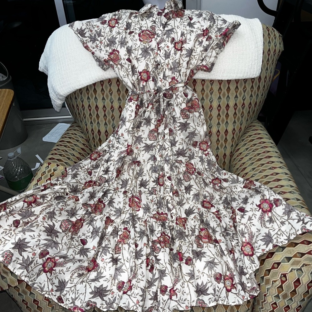 Ralph Lauren hot pink and Cream Floral Maxi Dress